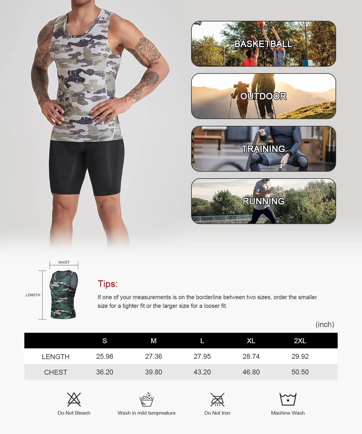 5 Pack Men's Athletic Compression Shirts Sleeveless Tank Top Running Basketball Workout Base Layer