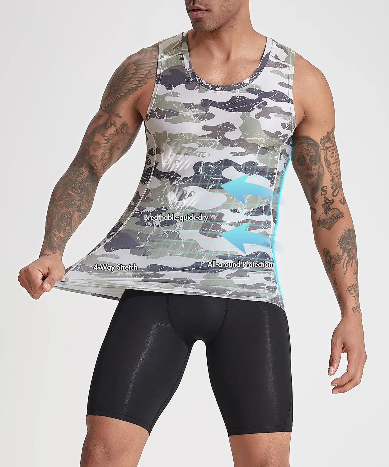 5 Pack Men's Athletic Compression Shirts Sleeveless Tank Top Running Basketball Workout Base Layer