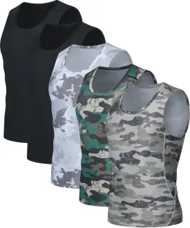 5 Pack Men's Athletic Compression Shirts Sleeveless Tank Top Running Basketball Workout Base Layer