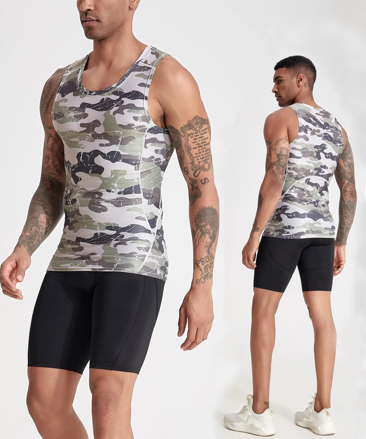 5 Pack Men's Athletic Compression Shirts Sleeveless Tank Top Running Basketball Workout Base Layer