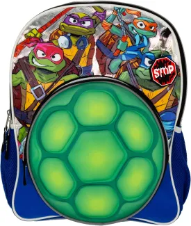 AI ACCESSORY INNOVATIONS Teenage Mutant Ninja Turtles Backpack, 16?? TMNT School Bag Featuring a 3D EVA molded Turtle Shell Front Pocket, Blue & Green