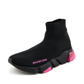 Balenciaga Black & Pink Speed Trainer Bubble Heel Sock Sneakers Size US 7 | EU 37