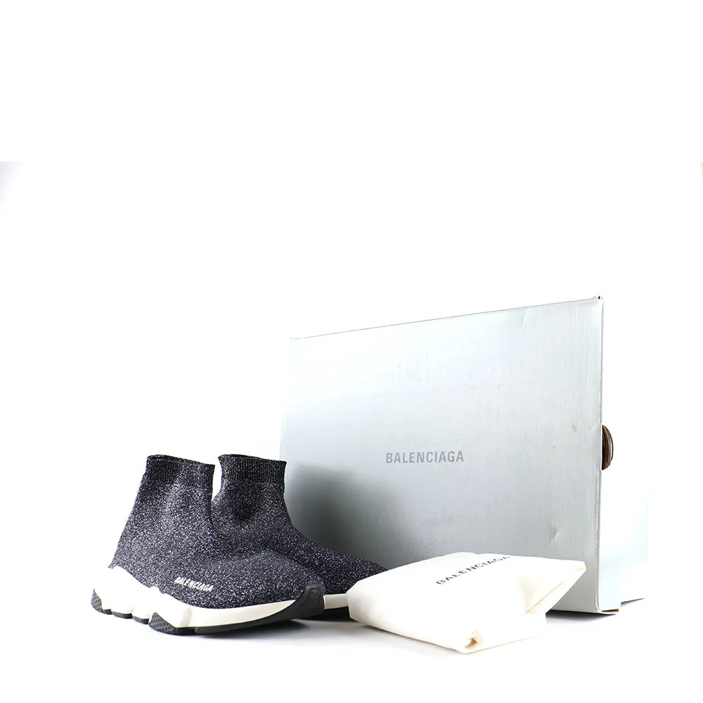 BALENCIAGA - Sneakers Speed en toile noire à paillettes (T39)