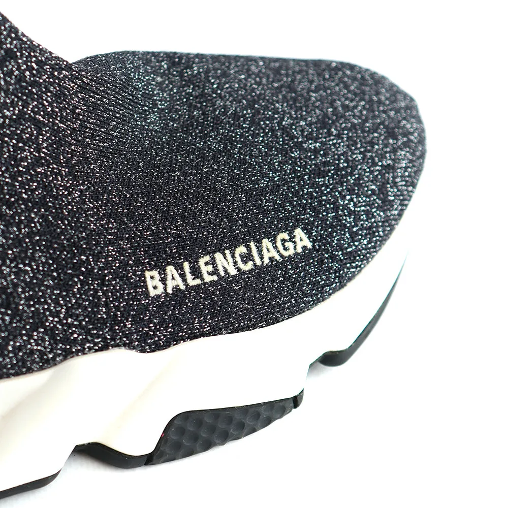 BALENCIAGA - Sneakers Speed en toile noire à paillettes (T39)