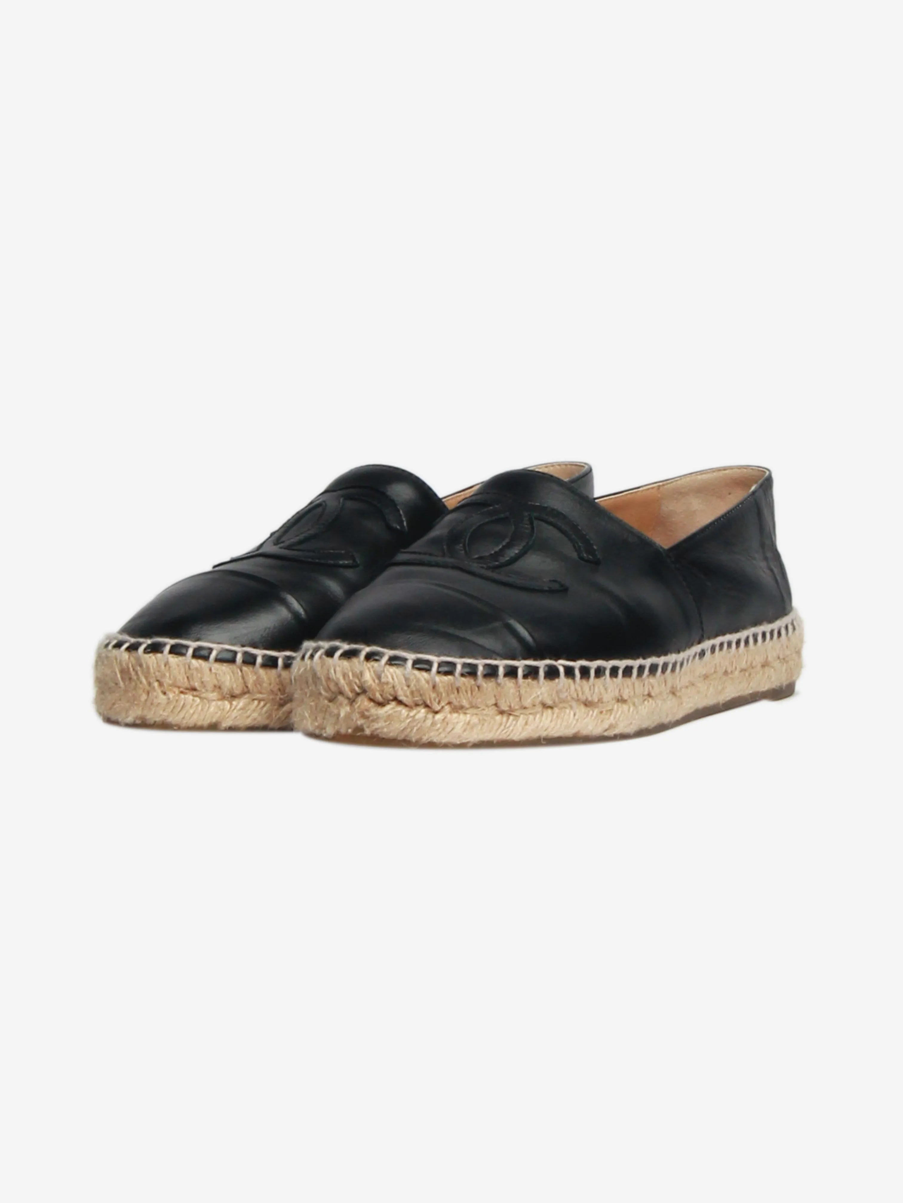 Black leather espadrilles - size EU 37
