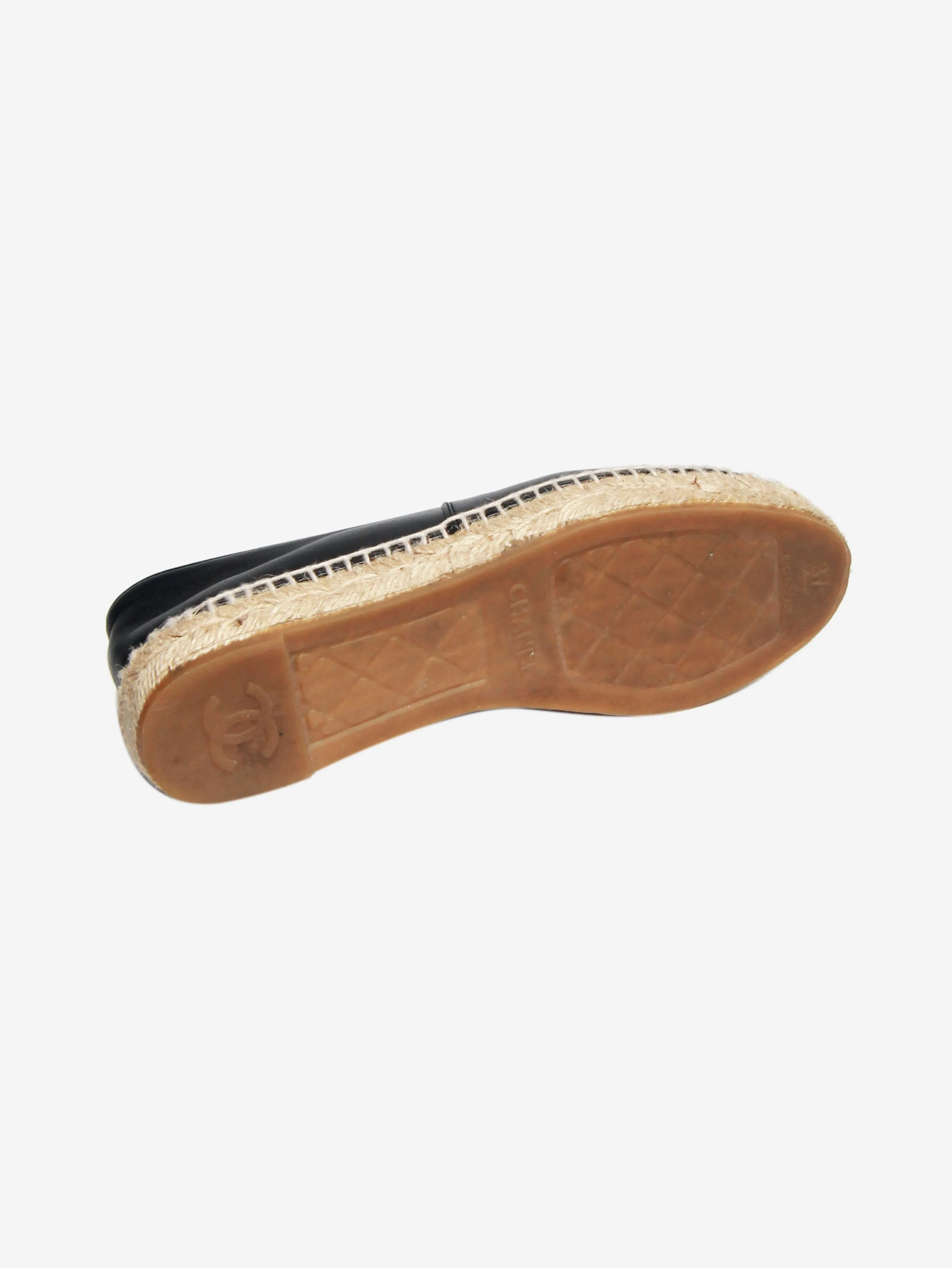 Black leather espadrilles - size EU 37