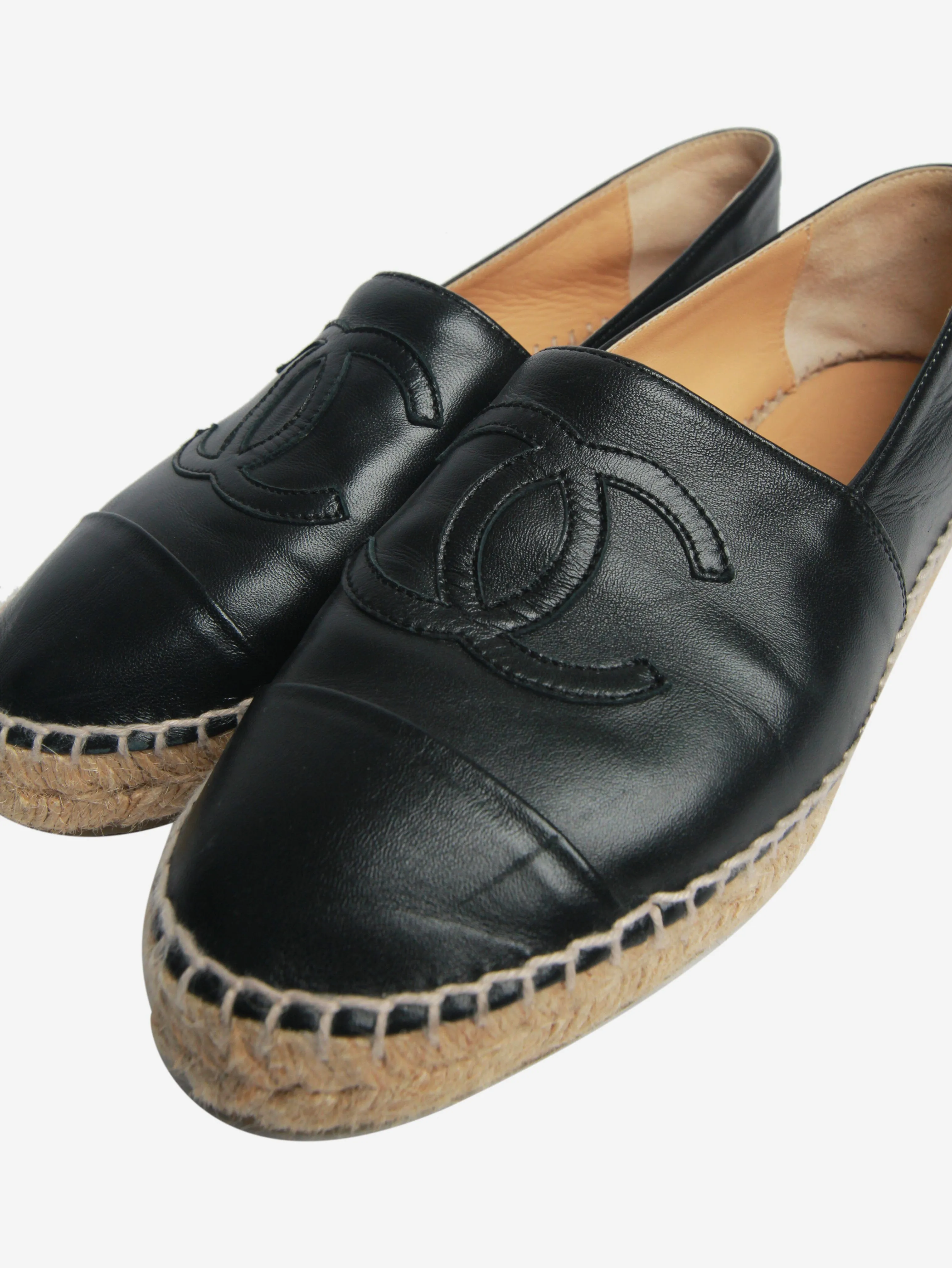 Black leather espadrilles - size EU 37