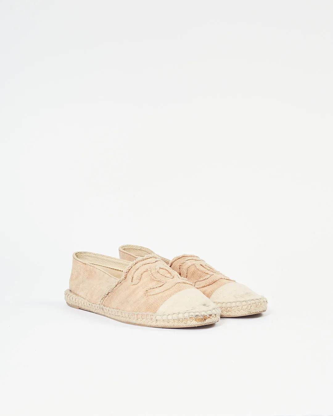 Chanel Beige CC Canvas Logo Espadrilles - 38