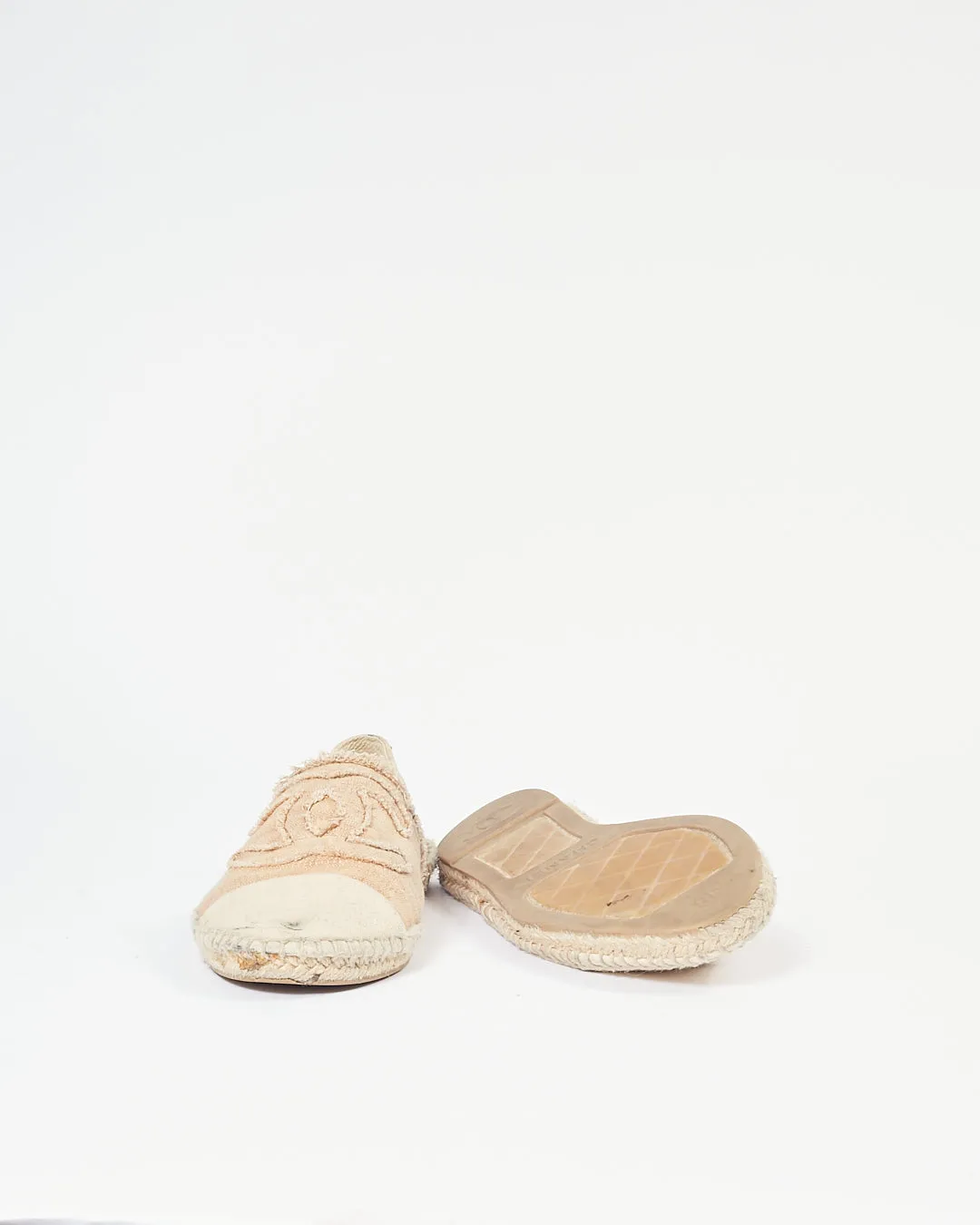 Chanel Beige CC Canvas Logo Espadrilles - 38