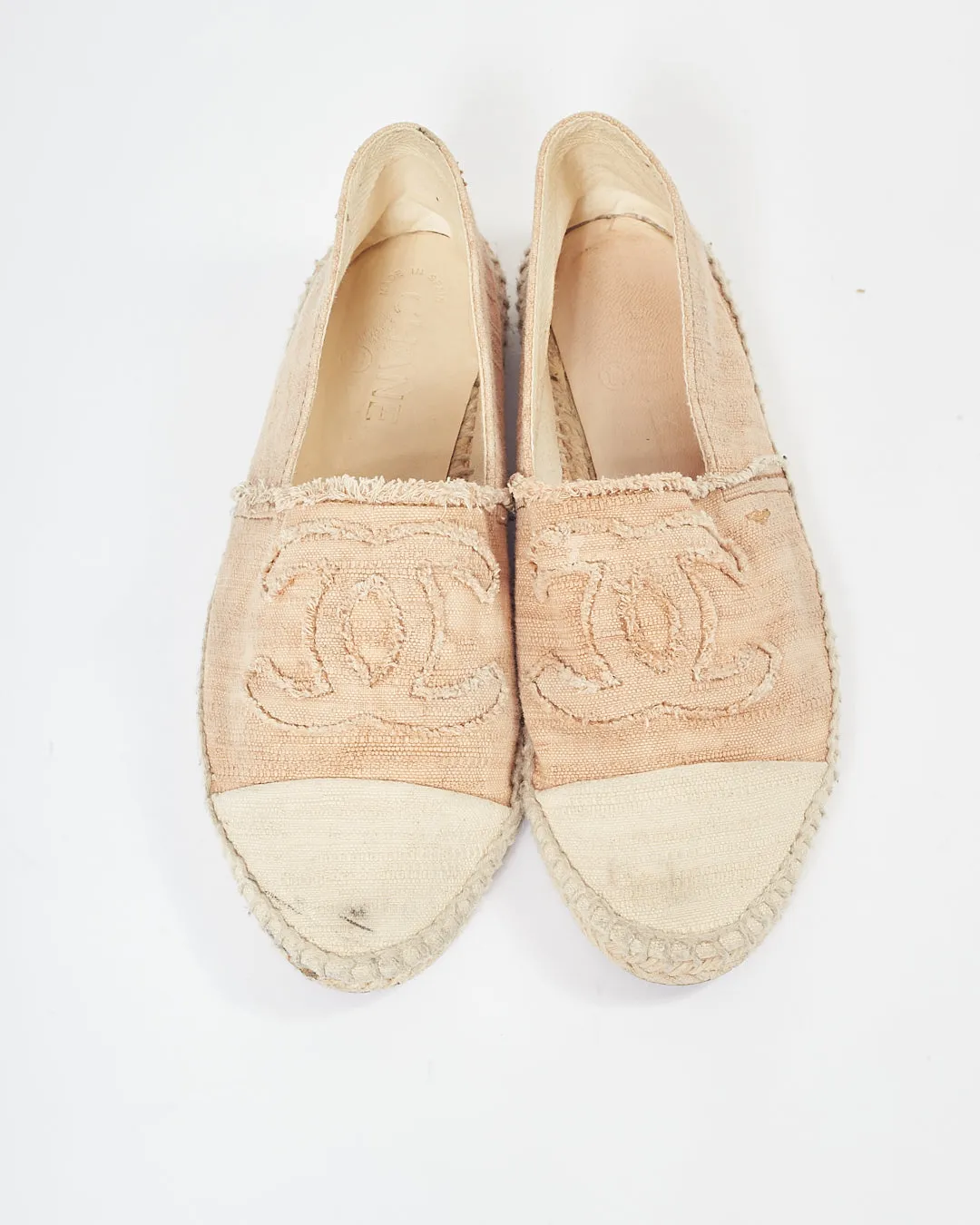 Chanel Beige CC Canvas Logo Espadrilles - 38