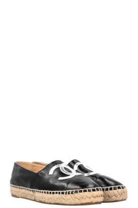 CHANEL CC Espadrilles Leather Black