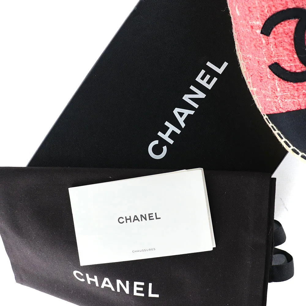 CHANEL - Espadrilles en tweed rose (T39)