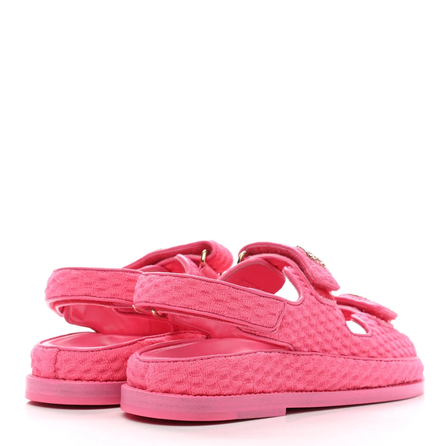 CHANEL KNIT FABRIC VELCRO DAD SANDLAS