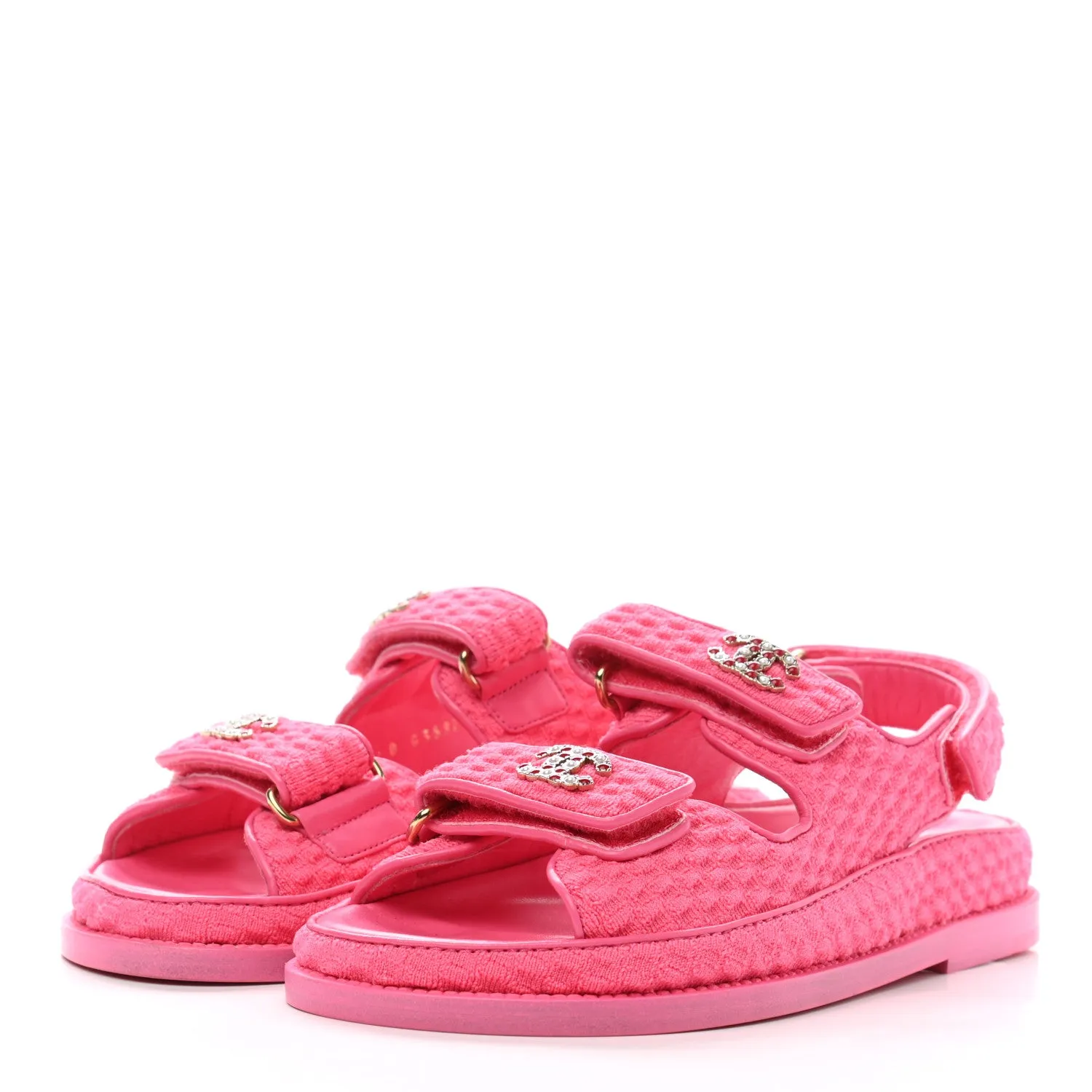 CHANEL KNIT FABRIC VELCRO DAD SANDLAS