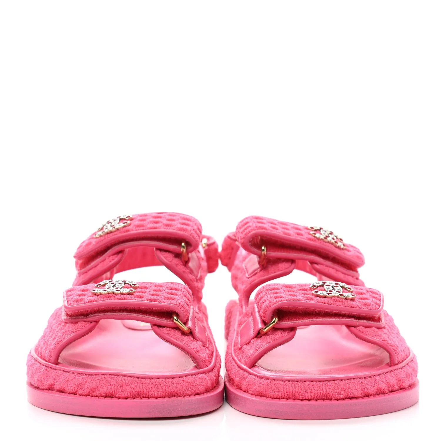 CHANEL KNIT FABRIC VELCRO DAD SANDLAS