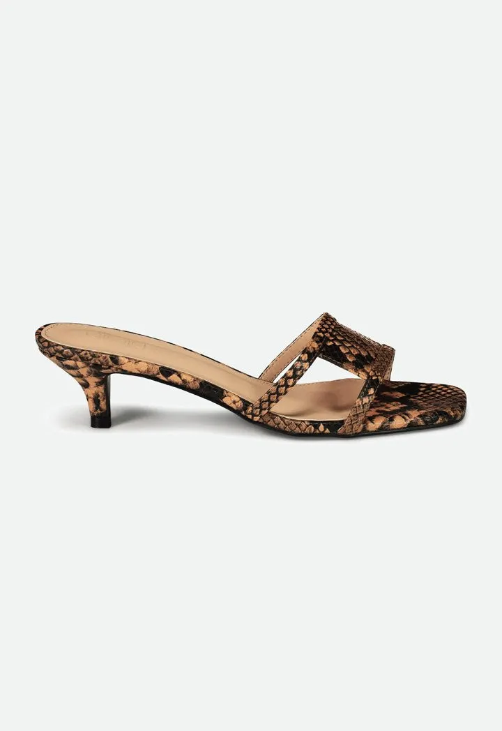 Choice Open Toe Kitten Heels Mules Beige