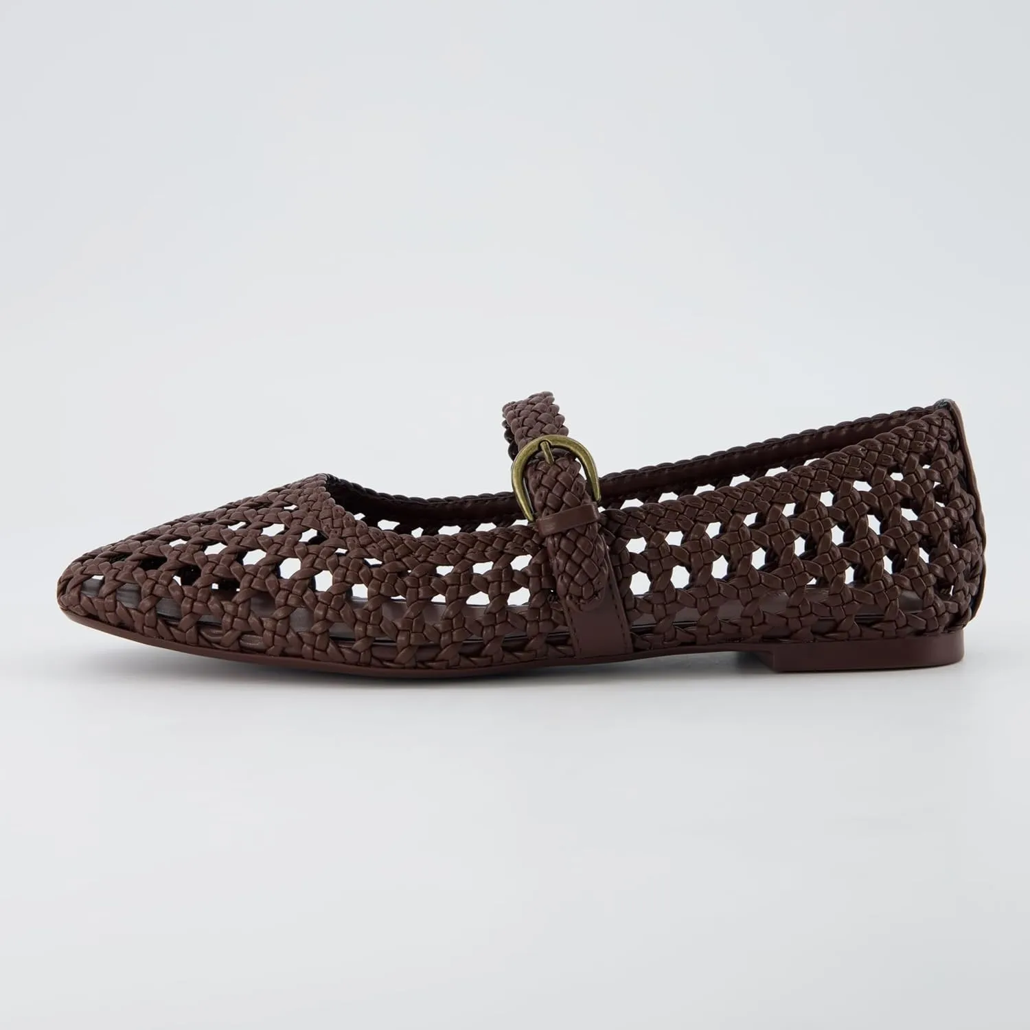 CUSHIONAIRE Weston Womens Hand Woven Dressy Ballet Flats  Faux Leather Mary Jane with Adjustable Strap & Memory Foam