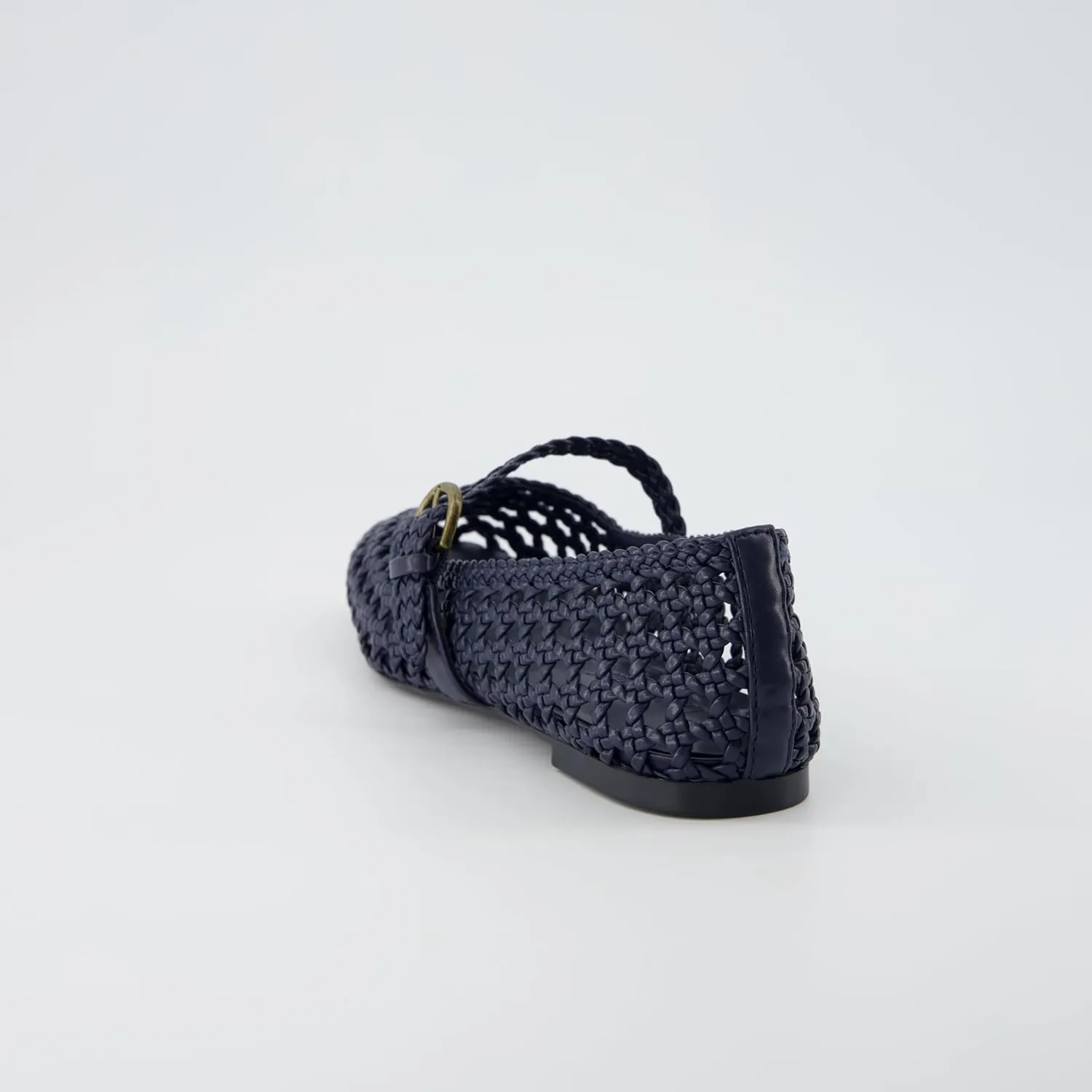 CUSHIONAIRE Weston Womens Hand Woven Dressy Ballet Flats  Faux Leather Mary Jane with Adjustable Strap & Memory Foam