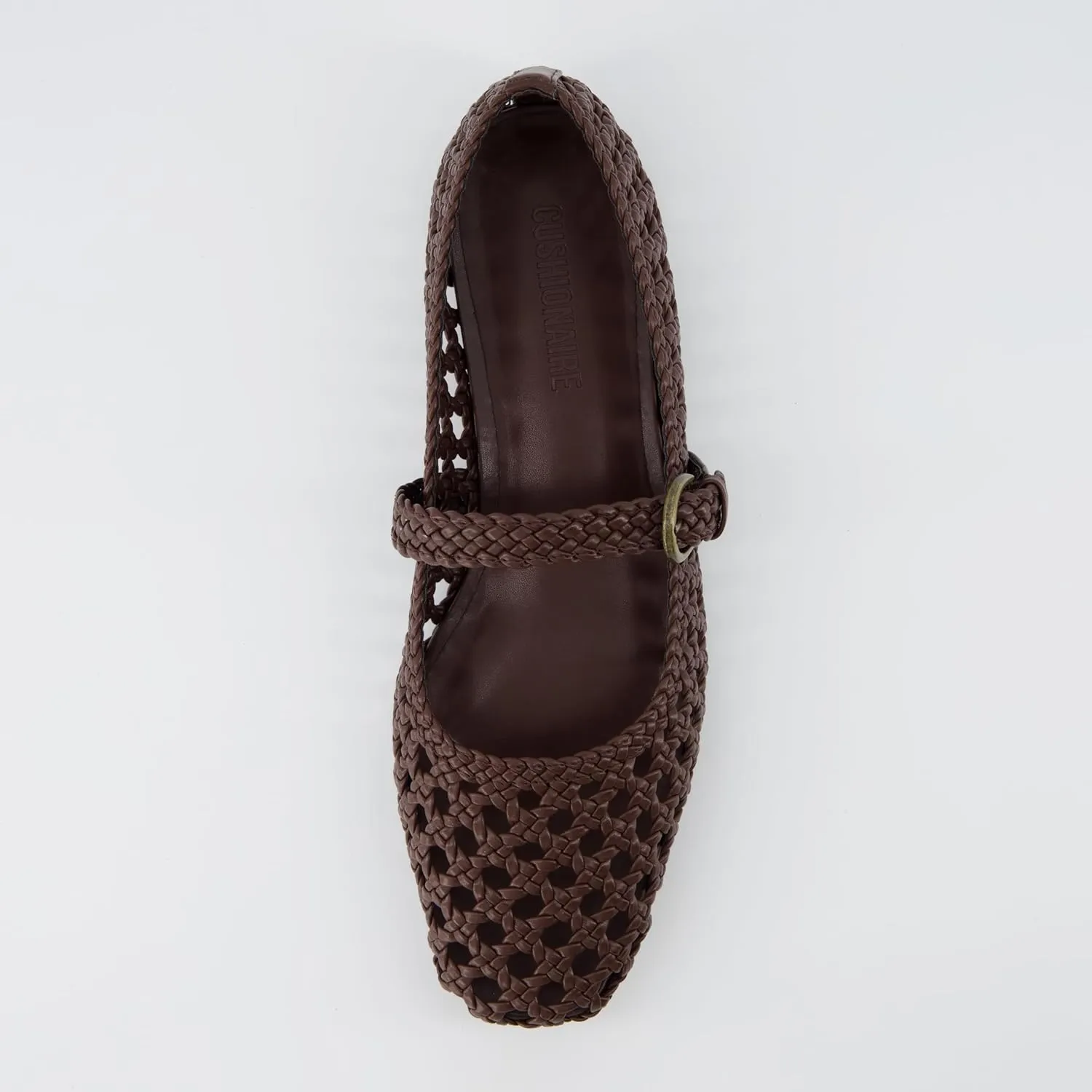 CUSHIONAIRE Weston Womens Hand Woven Dressy Ballet Flats  Faux Leather Mary Jane with Adjustable Strap & Memory Foam