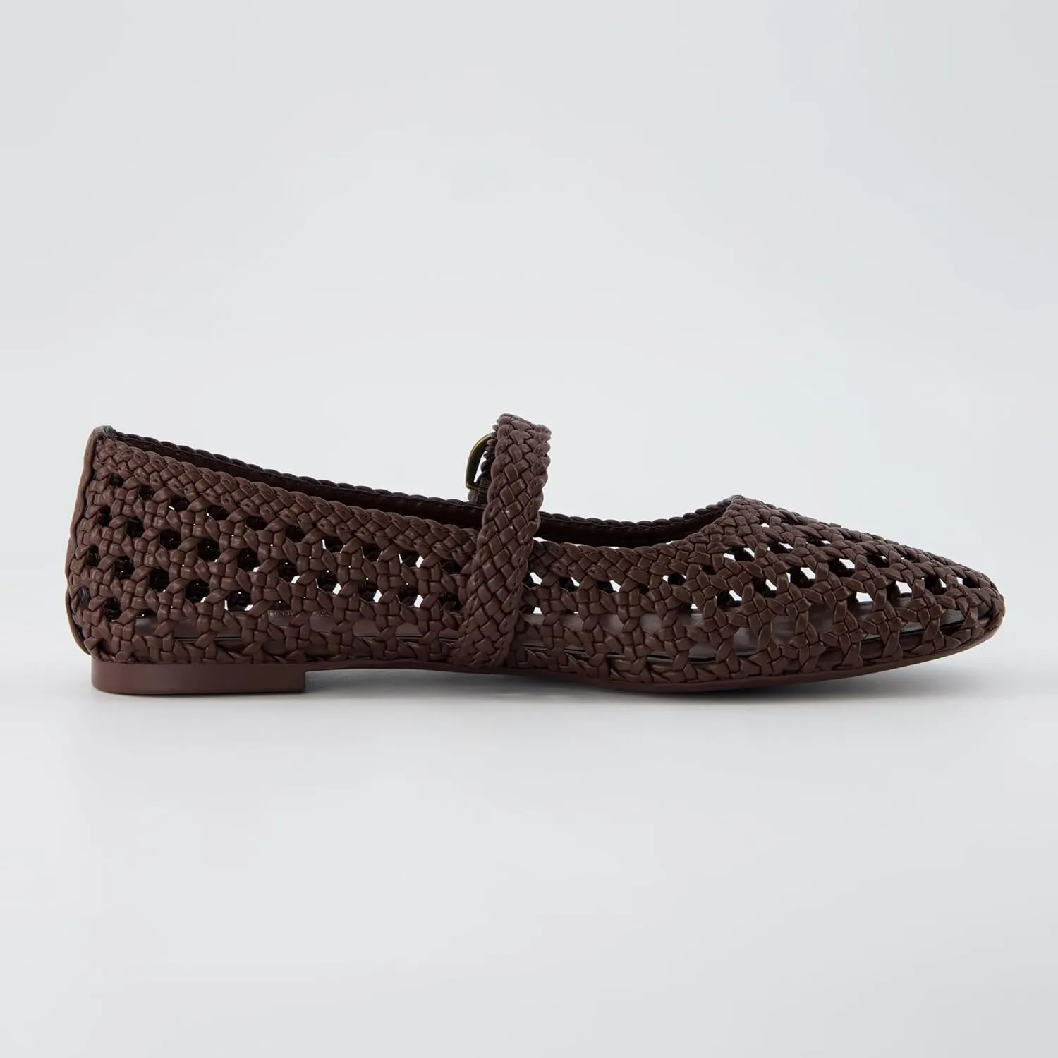 CUSHIONAIRE Weston Womens Hand Woven Dressy Ballet Flats  Faux Leather Mary Jane with Adjustable Strap & Memory Foam