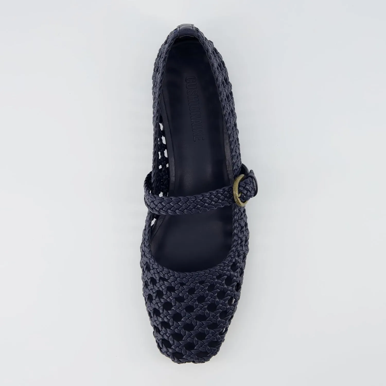 CUSHIONAIRE Weston Womens Hand Woven Dressy Ballet Flats  Faux Leather Mary Jane with Adjustable Strap & Memory Foam