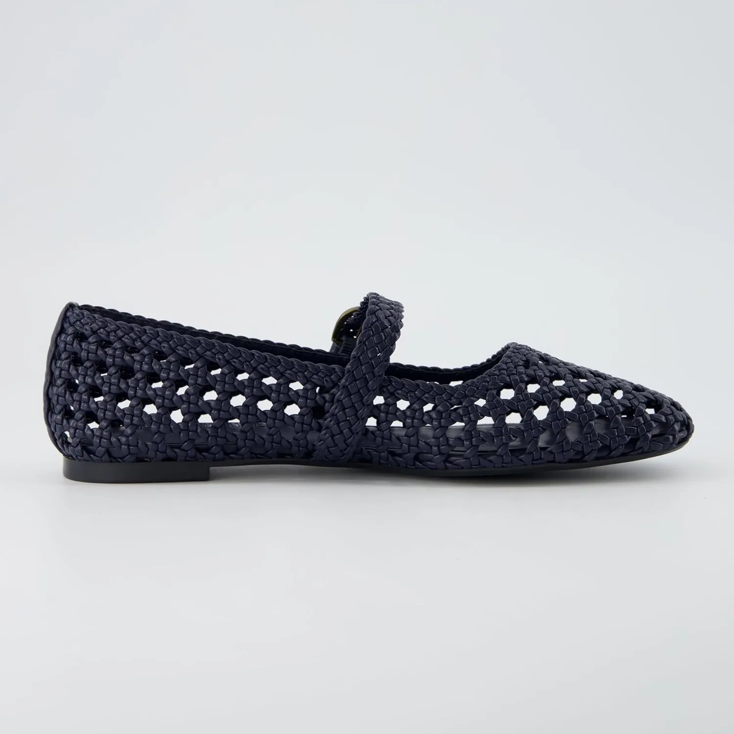 CUSHIONAIRE Weston Womens Hand Woven Dressy Ballet Flats  Faux Leather Mary Jane with Adjustable Strap & Memory Foam