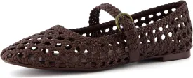CUSHIONAIRE Weston Womens Hand Woven Dressy Ballet Flats  Faux Leather Mary Jane with Adjustable Strap & Memory Foam