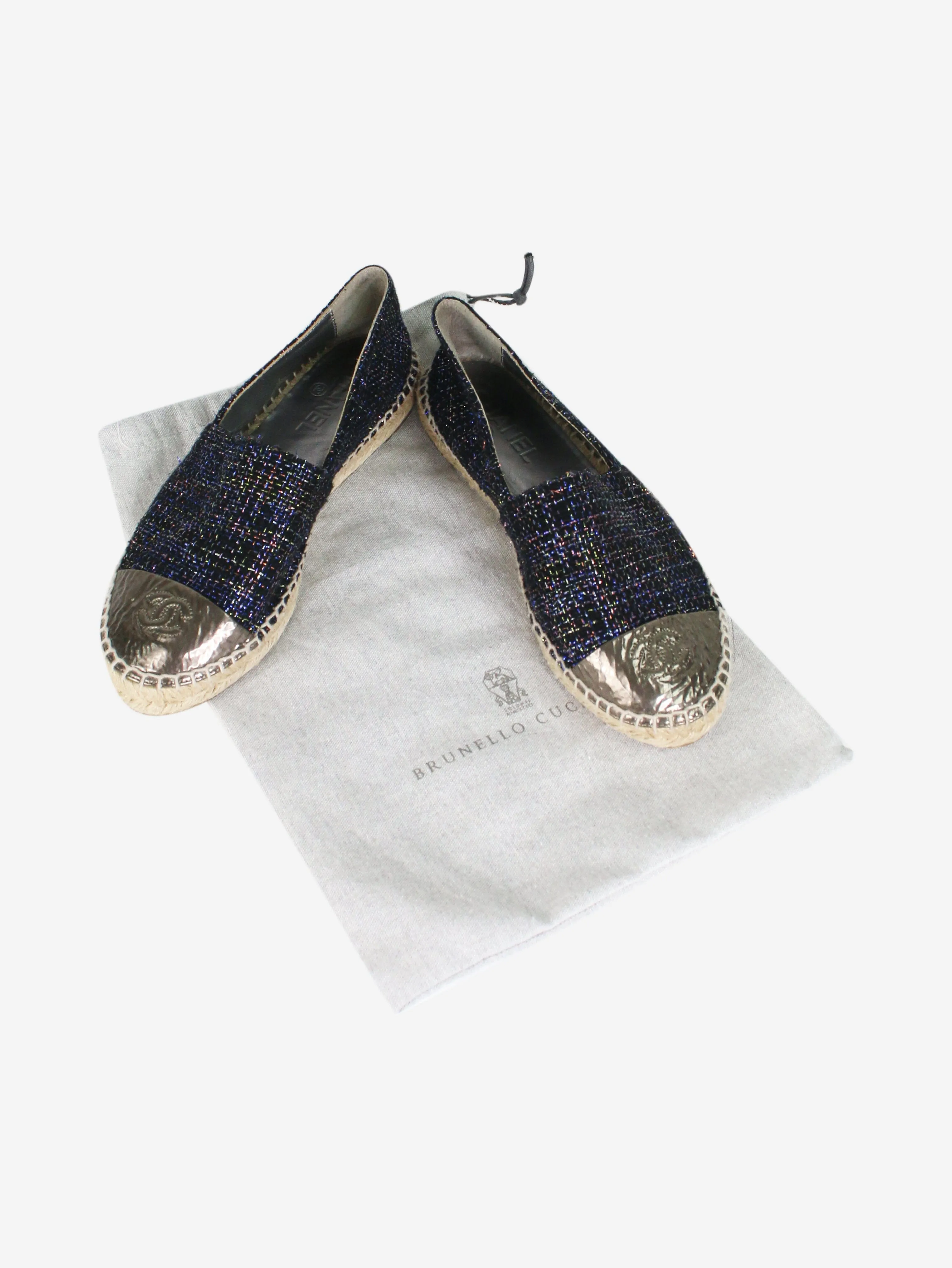 Dark blue sparkly espadrilles - size EU 38