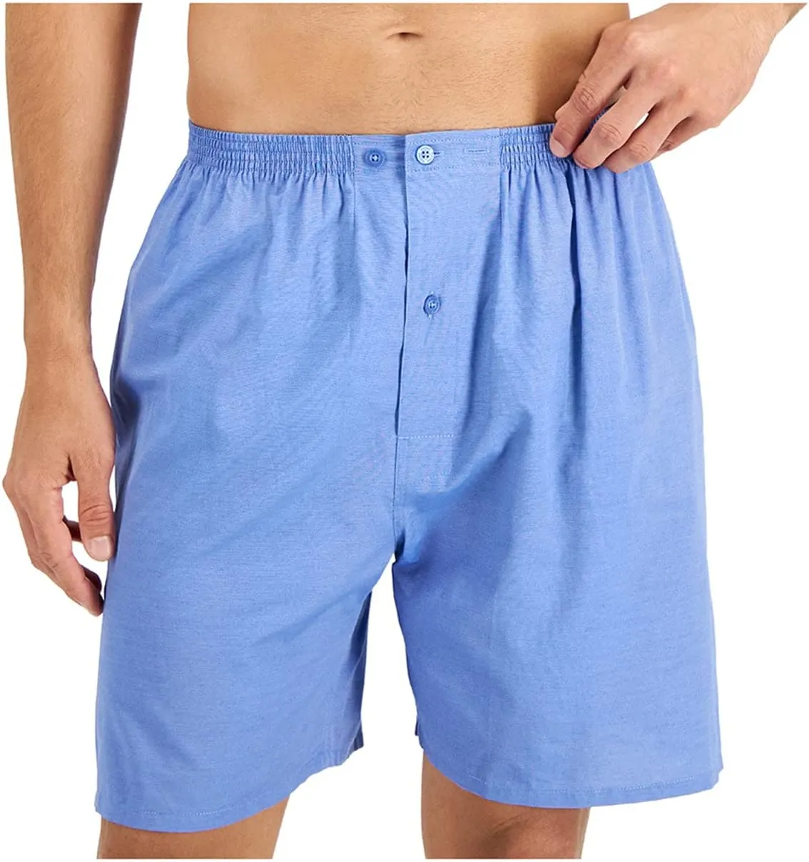 Hanes Mens Pajamas Set, 2 Piece Summer PJs With Short Sleeve Button Down Shirt and Shorts, Soft Cotton Blend