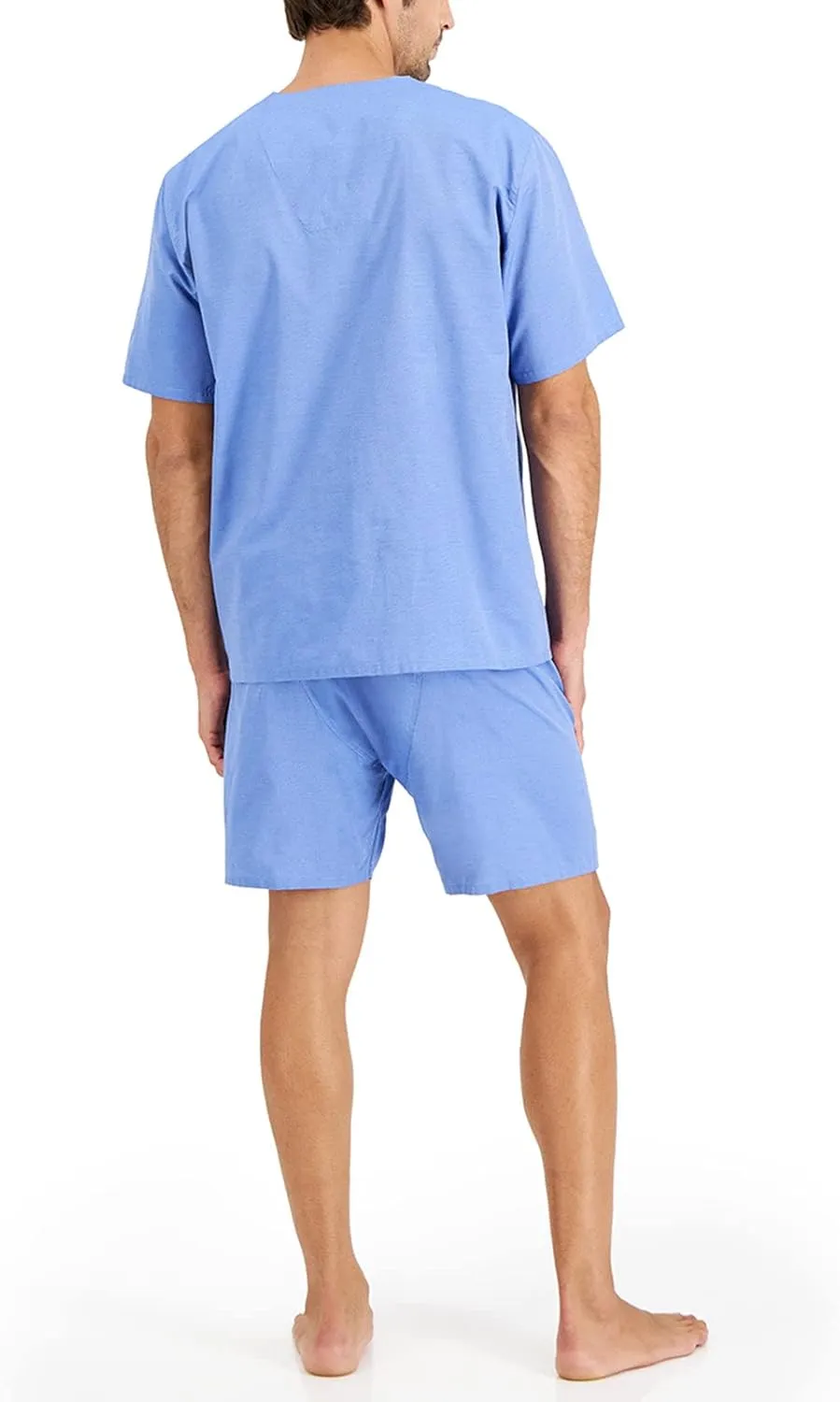 Hanes Mens Pajamas Set, 2 Piece Summer PJs With Short Sleeve Button Down Shirt and Shorts, Soft Cotton Blend