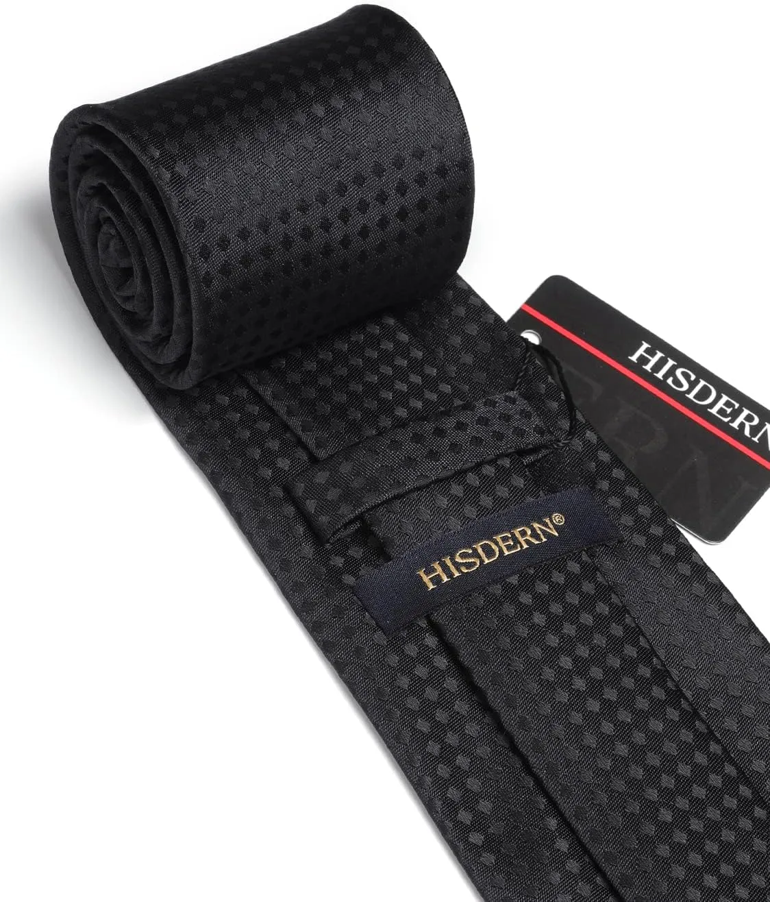 HISDERN Plaid Checkered Tie Handkerchief Woven Classic Formal Men's Necktie & Pocket Square Set
