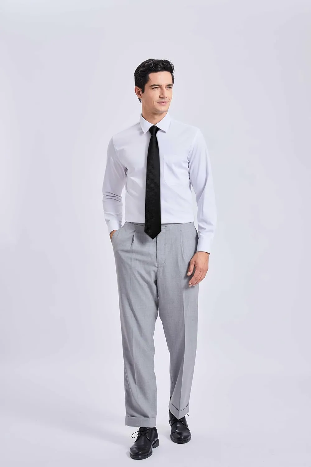 HISDERN Plaid Checkered Tie Handkerchief Woven Classic Formal Men's Necktie & Pocket Square Set