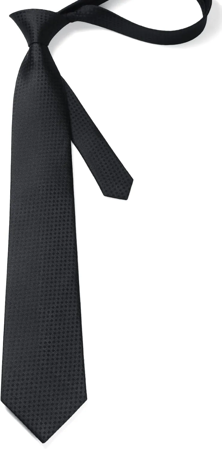 HISDERN Plaid Checkered Tie Handkerchief Woven Classic Formal Men's Necktie & Pocket Square Set