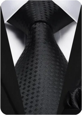HISDERN Plaid Checkered Tie Handkerchief Woven Classic Formal Men's Necktie & Pocket Square Set