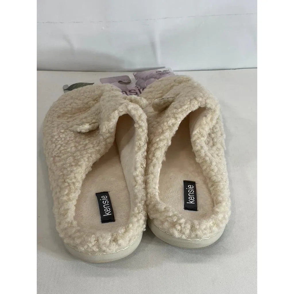 KENISE Women's Ivory Comfy Critter Faux-Fur Memory Foam Clog Slipper SZXL(10/11)