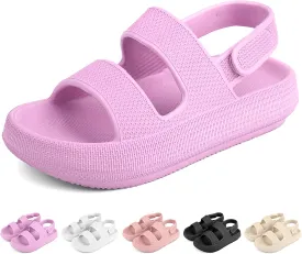 Kids Cloud Sandals Boys Girls Slip on Flat Slides Sandals EVA Summer Quick Drying Pillow Slipper With Hook Loop Back Strap