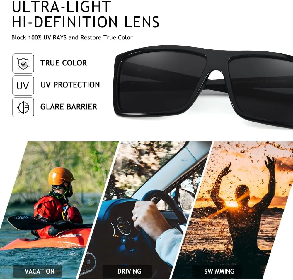 Men??s Classic Style Square Polarized Sunglasses Plastic Lightweight Eyewear UV Protection For Driving