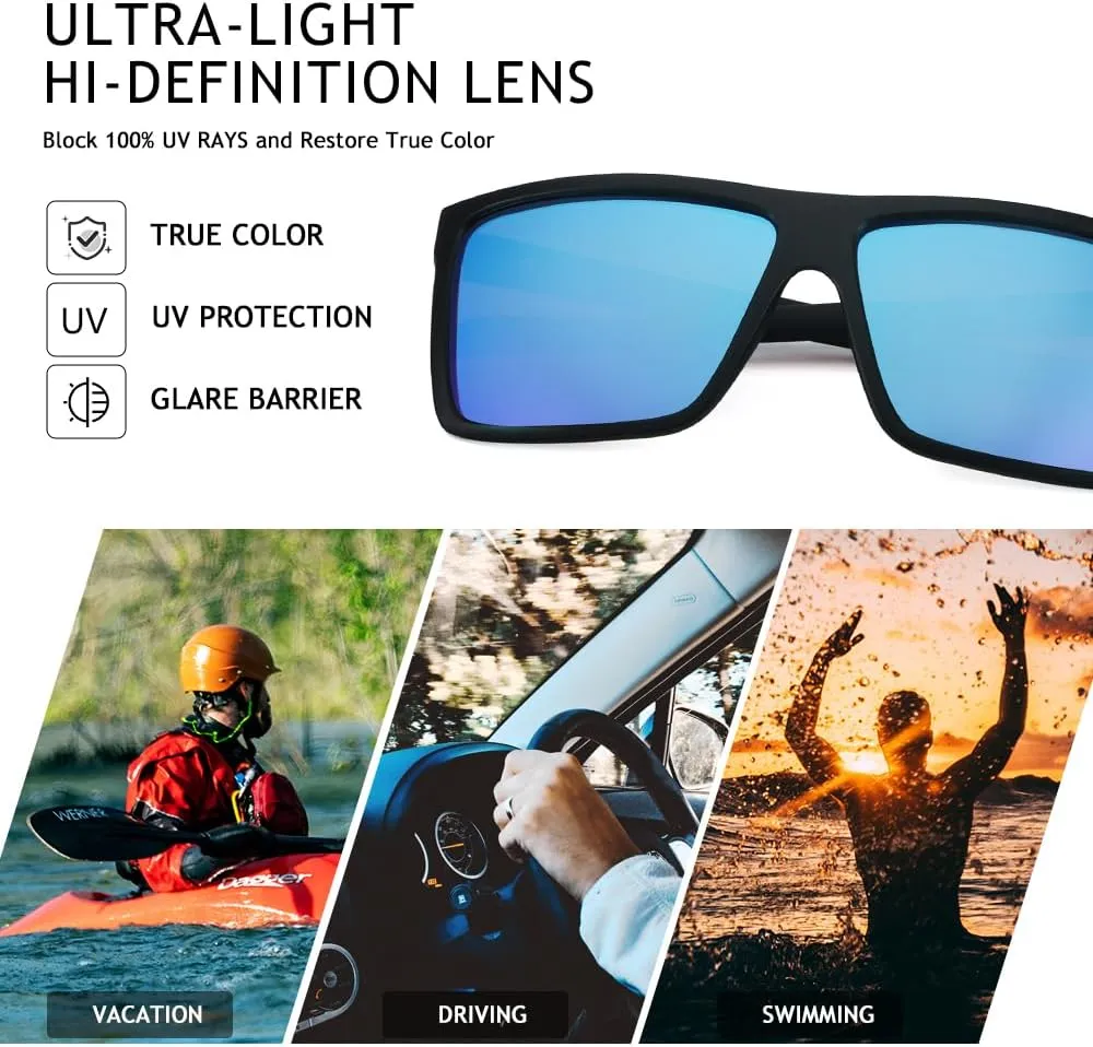 Men??s Classic Style Square Polarized Sunglasses Plastic Lightweight Eyewear UV Protection For Driving