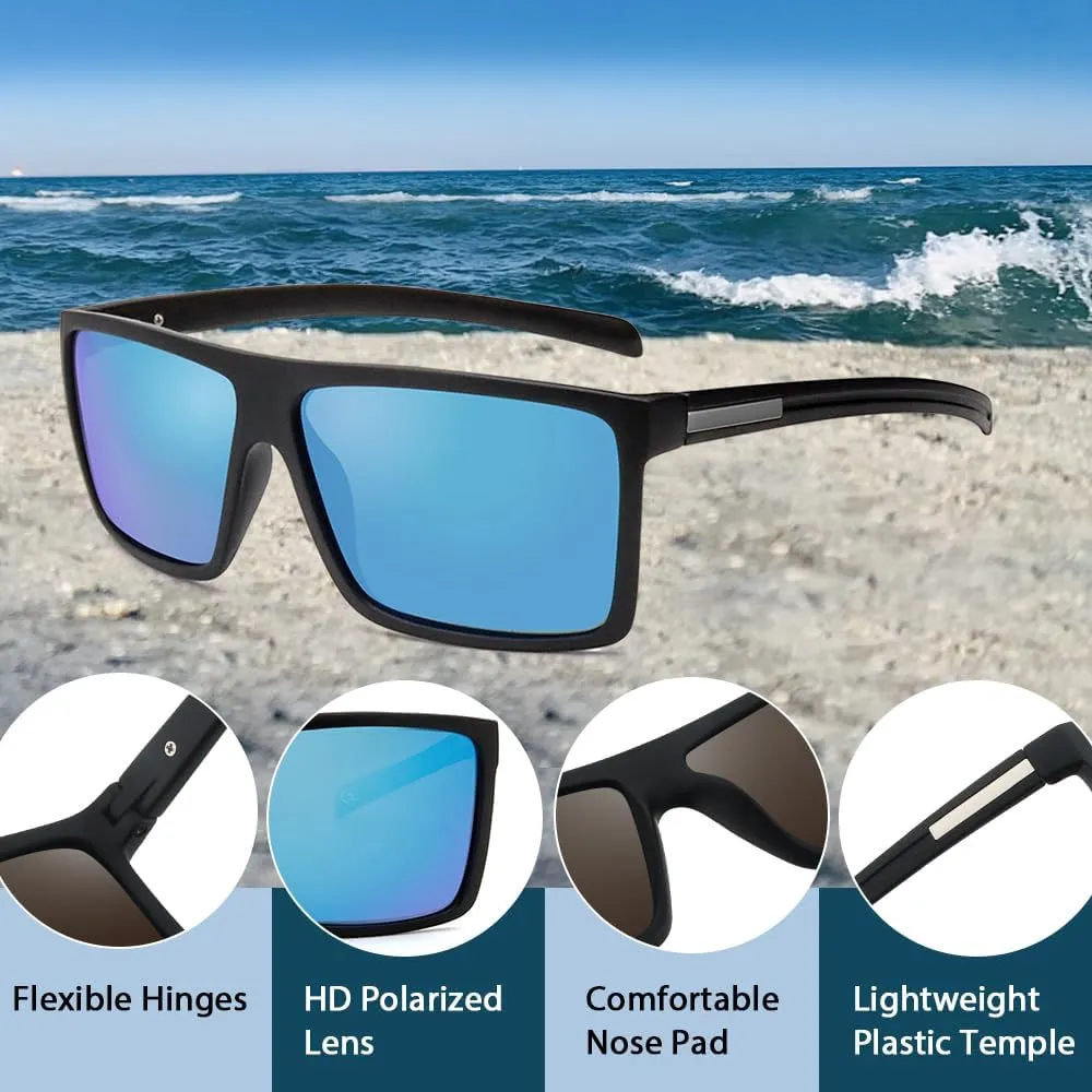 Men??s Classic Style Square Polarized Sunglasses Plastic Lightweight Eyewear UV Protection For Driving