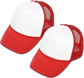 MR.R Sublimation Blanks Polyester Mesh Cap Mesh Hat Two Tone Trucker Summer Mesh Cap with Adjustable Snapback,2pcs per Pack