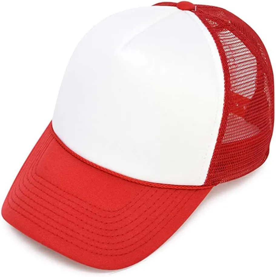 MR.R Sublimation Blanks Polyester Mesh Cap Mesh Hat Two Tone Trucker Summer Mesh Cap with Adjustable Snapback,2pcs per Pack