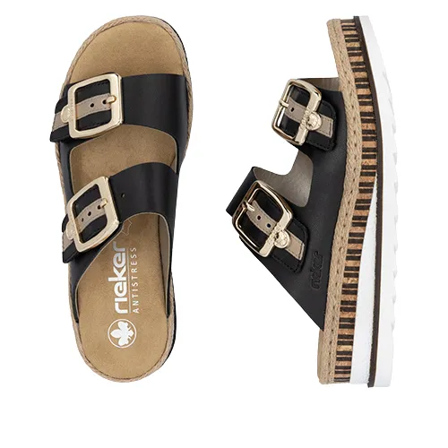 Rieker Ladies Mules - V7955-00 - Black
