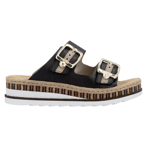 Rieker Ladies Mules - V7955-00 - Black