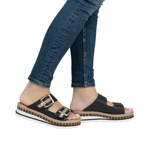 Rieker Ladies Mules - V7955-00 - Black