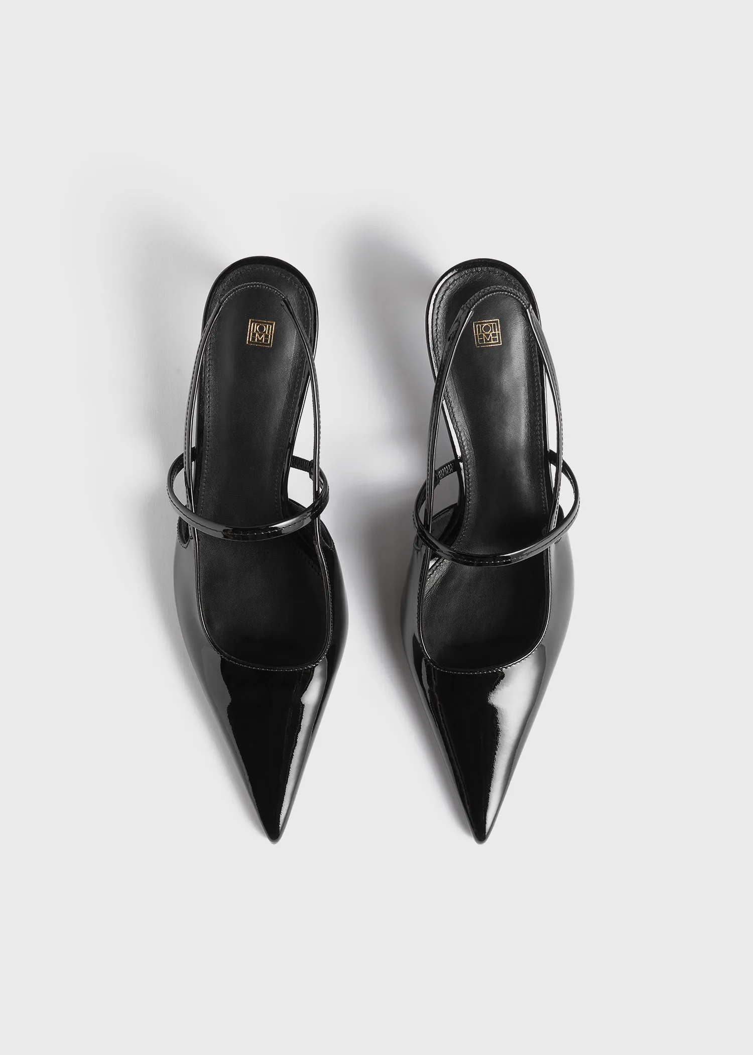 Sharp patent slingbacks black