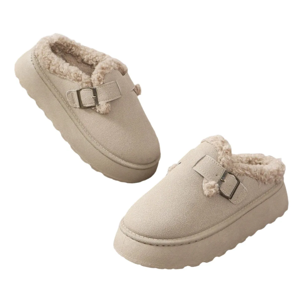 Shearling Lined Platform Slides