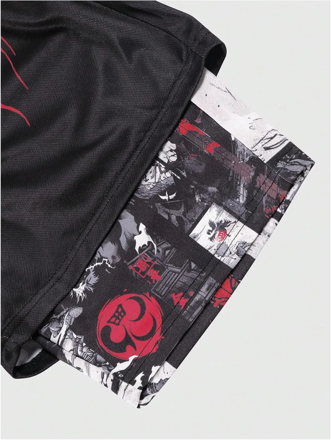 SHENHE Men's Graphic Shorts with Liner Cross Print Drawstring 2 in 1 Goth Gym Track Bottoms