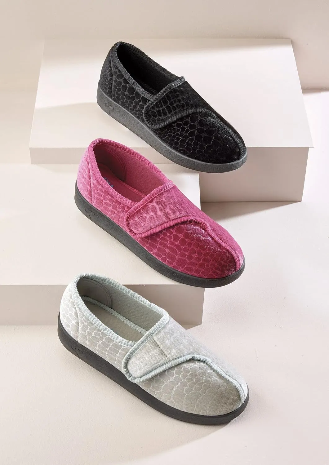 Silvert's Adaptive Clothing & Footwear Womens Extra Wide Easy Closure Jewel Slippers for Seniors