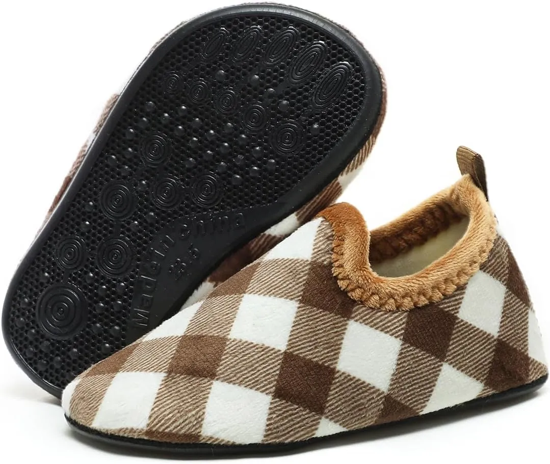 SLEVEL Comfort Toddler Slippers Lightweight Little Kids Indoor Non Slip Grip Around The House Home Shoes for Boys Girls