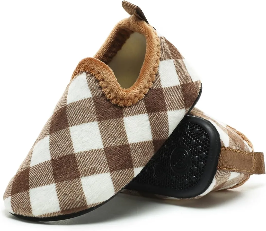 SLEVEL Comfort Toddler Slippers Lightweight Little Kids Indoor Non Slip Grip Around The House Home Shoes for Boys Girls